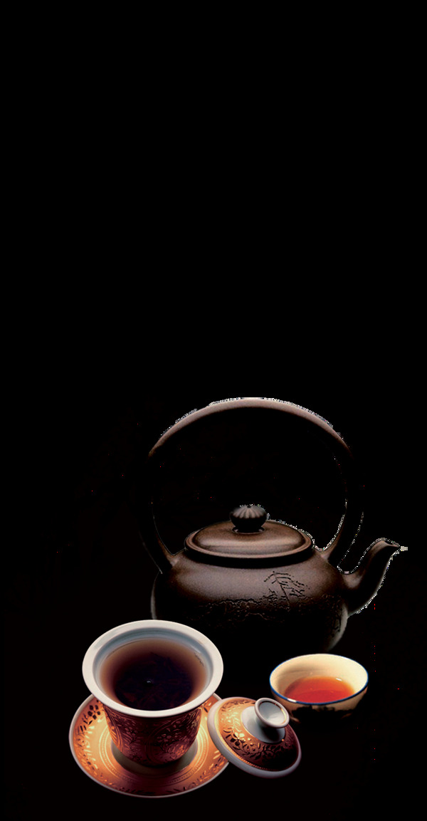 手绘竹叶茶水元素