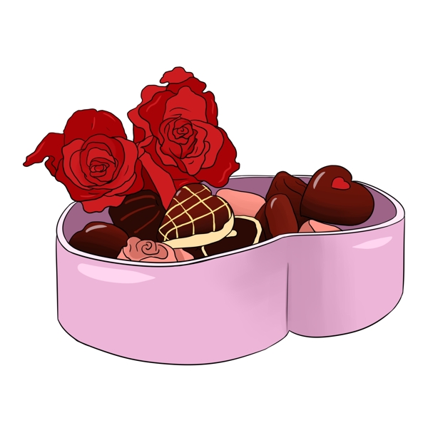 红色的巧克力和鲜花