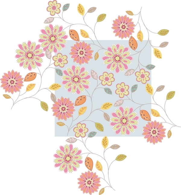 花朵藤蔓图案矢量图