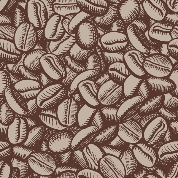 手绘咖啡豆背景矢量图片
