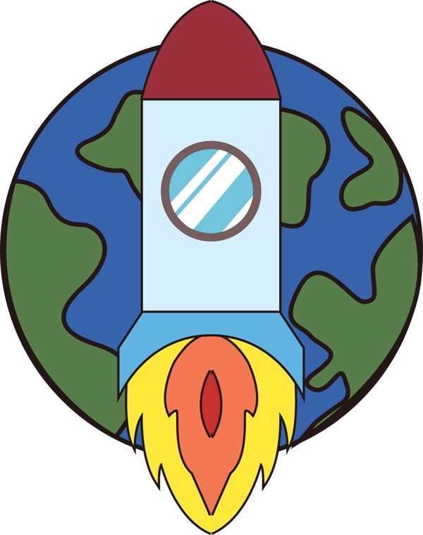图标主题火箭地球矢量元素
