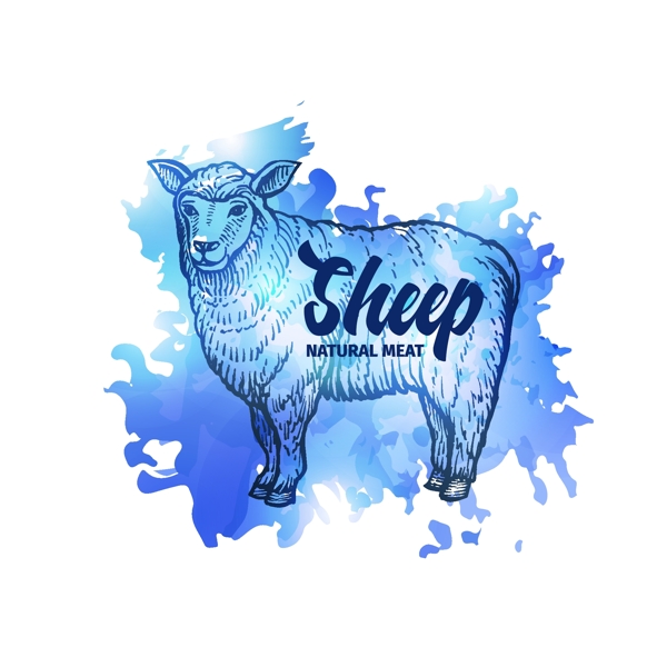 手绘素描羊天然肉背景向量错觉
