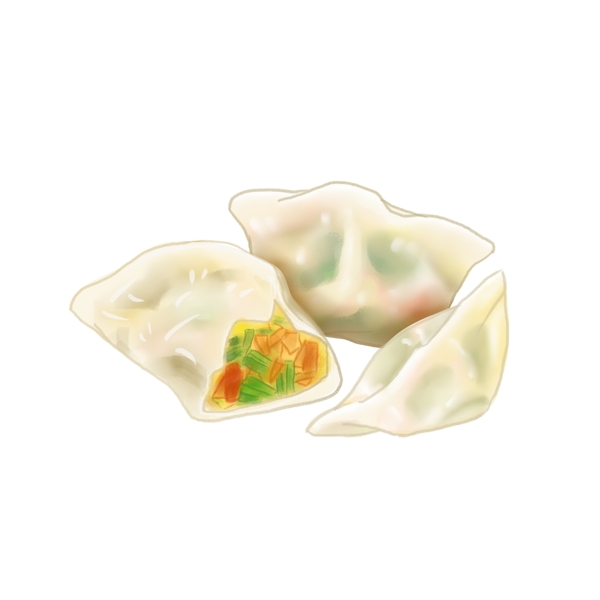 手绘卡通立冬被吃一口的饺子三个饺子元素