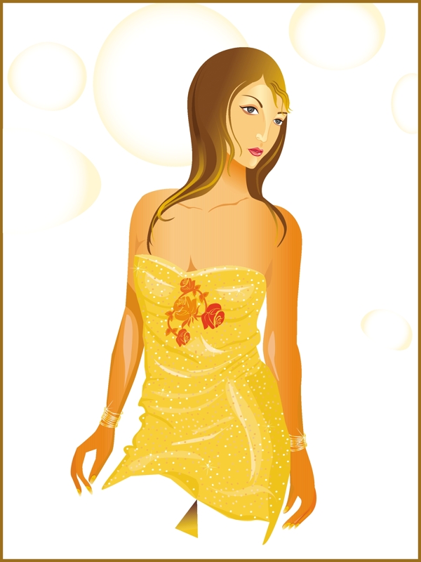 黄色裙子舞会美女