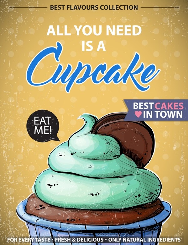 美味蛋糕美食甜品海报矢量素材