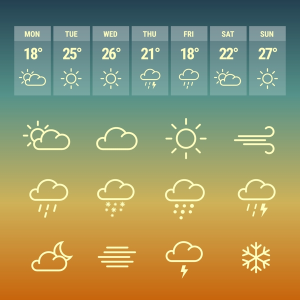 矢量天气预报图标