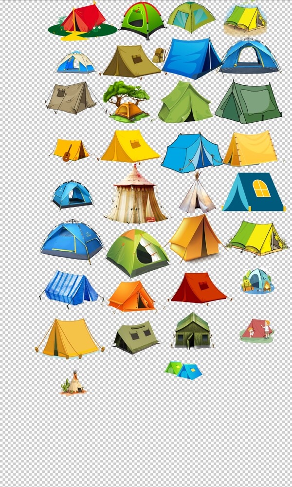 帐篷野营露营手绘可爱野营帐篷