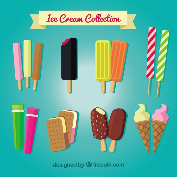 在平面设计的美味冰淇淋系列