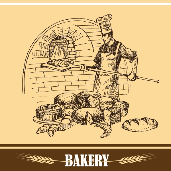 面包厨师插画