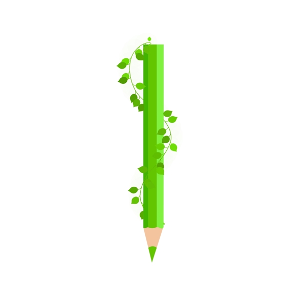 文具用品长树叶的绿色铅笔