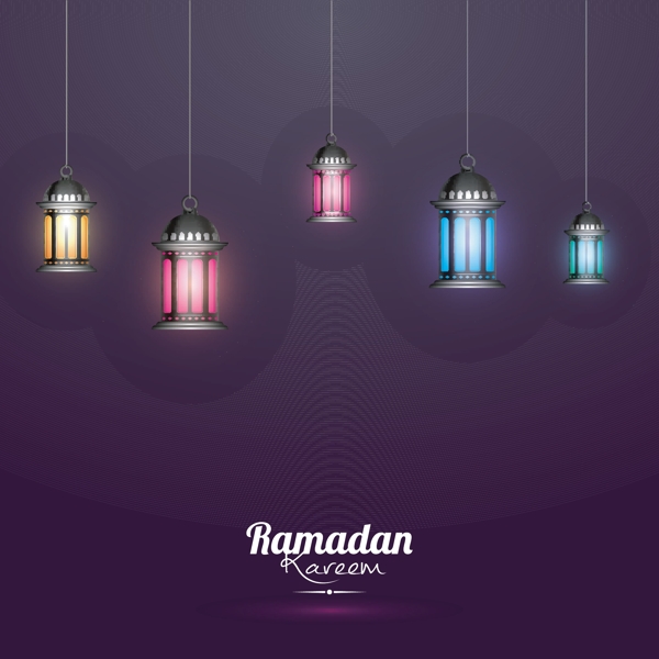 明亮的现实灯笼装饰的背景为神圣的斋戒月RamadanKareem