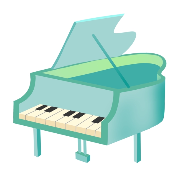 卡通绿色钢琴