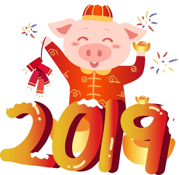 金猪2019年拜年吉祥猪猪