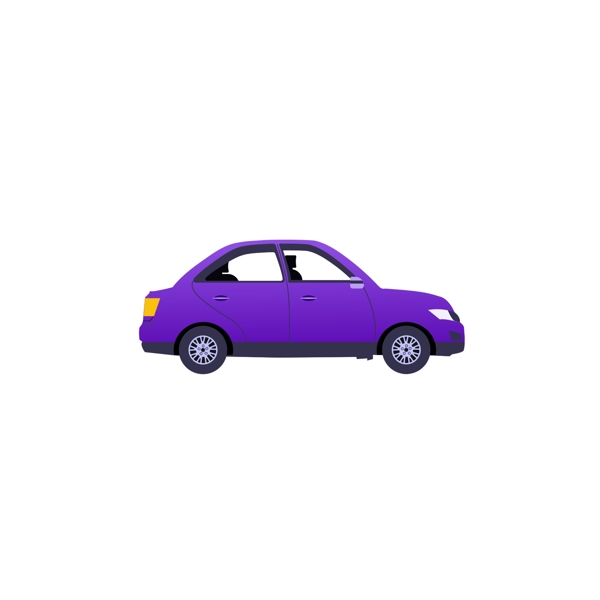 紫色卡通小汽车发动GIF