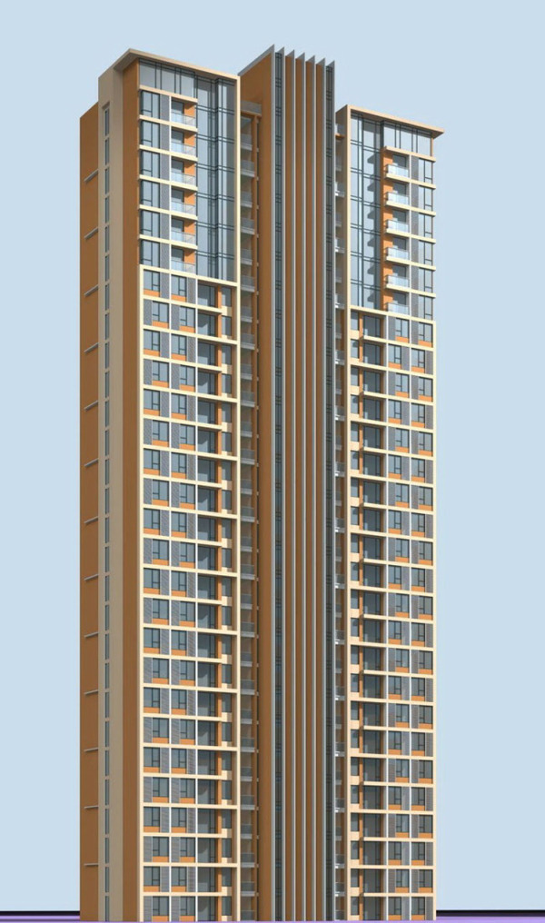 时尚柱形高层住宅建筑3D模型