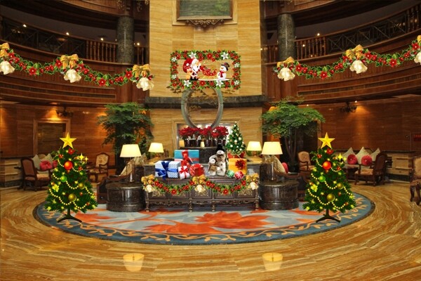 圣诞节美式风格酒店节日布置