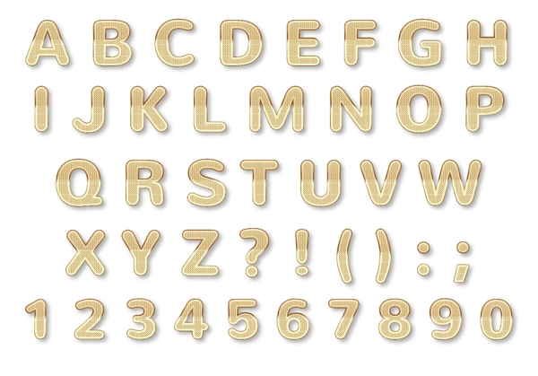 金色金属字母英文数字免扣素材