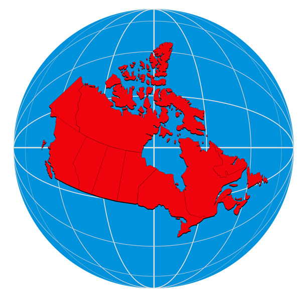 加拿大全球地图