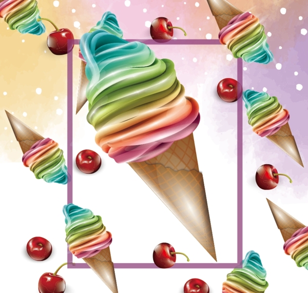 夏季冰淇淋水果海报