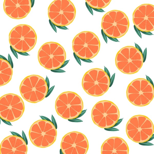 创意小清新手绘风橘子装饰图案