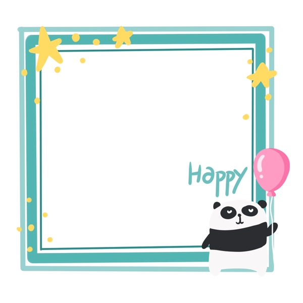 可爱大熊猫边框插画
