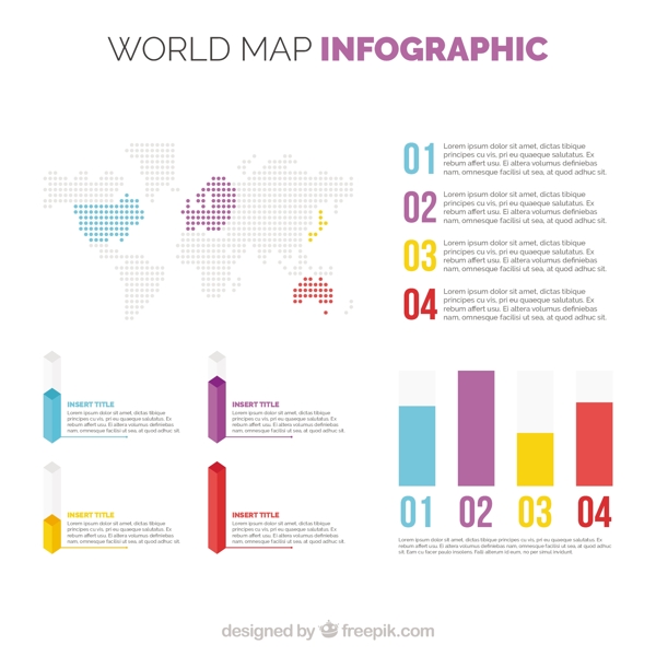 多色世界地图信息图