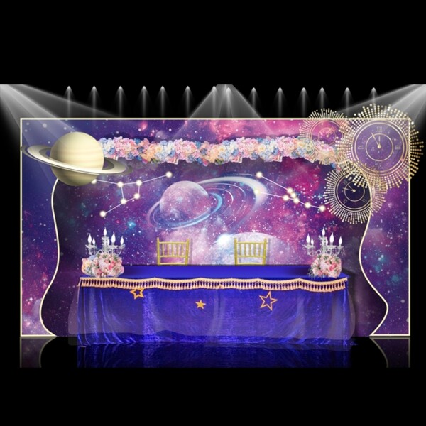 紫色婚礼舞台布置效果图
