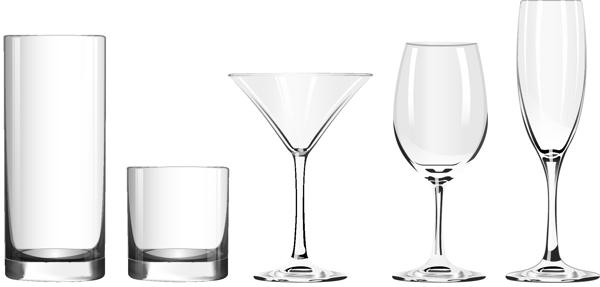 玻璃杯和高脚杯矢量素材