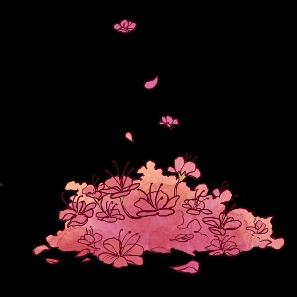 卡通花瓣樱花插图