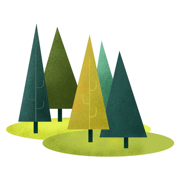 植树节绿色树林卡通透明素材
