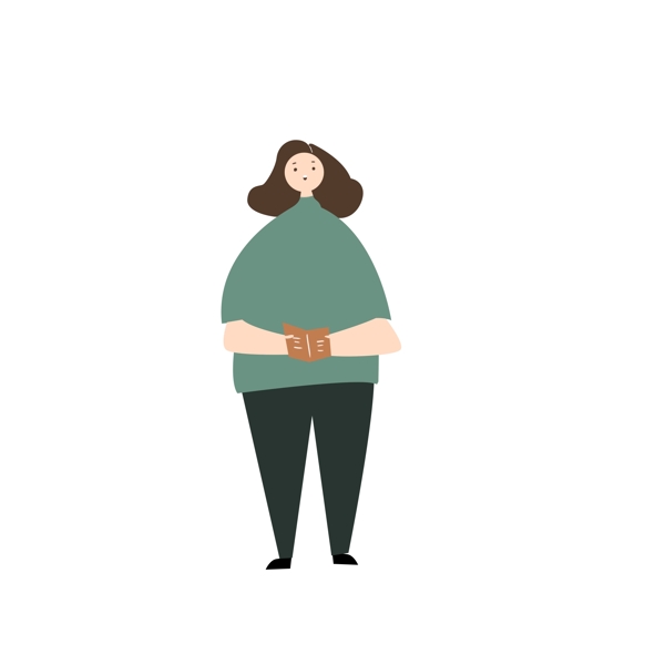 胖胖的女人拿报纸站立人物插图元素