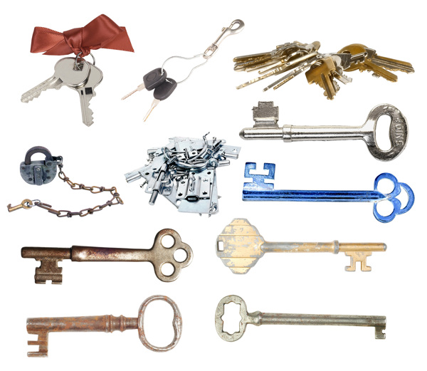 各种金属钥匙图片
