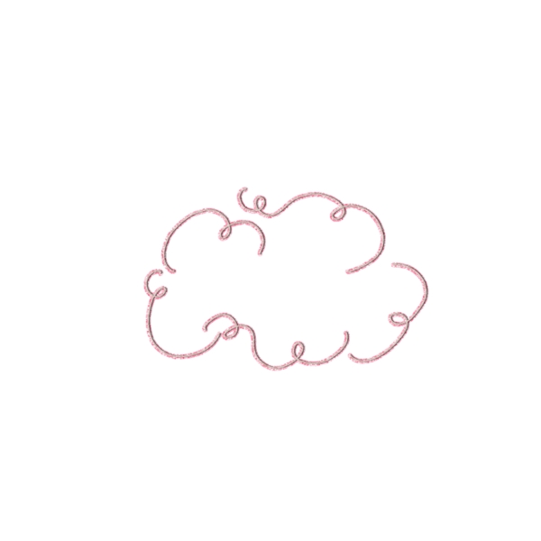 文艺小清新卡通手绘粉色线条云朵边