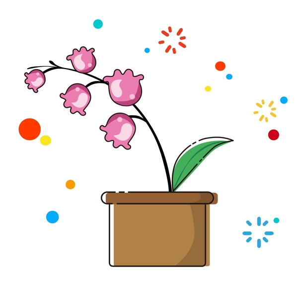 MBE卡通手绘花卉植物铃兰矢量