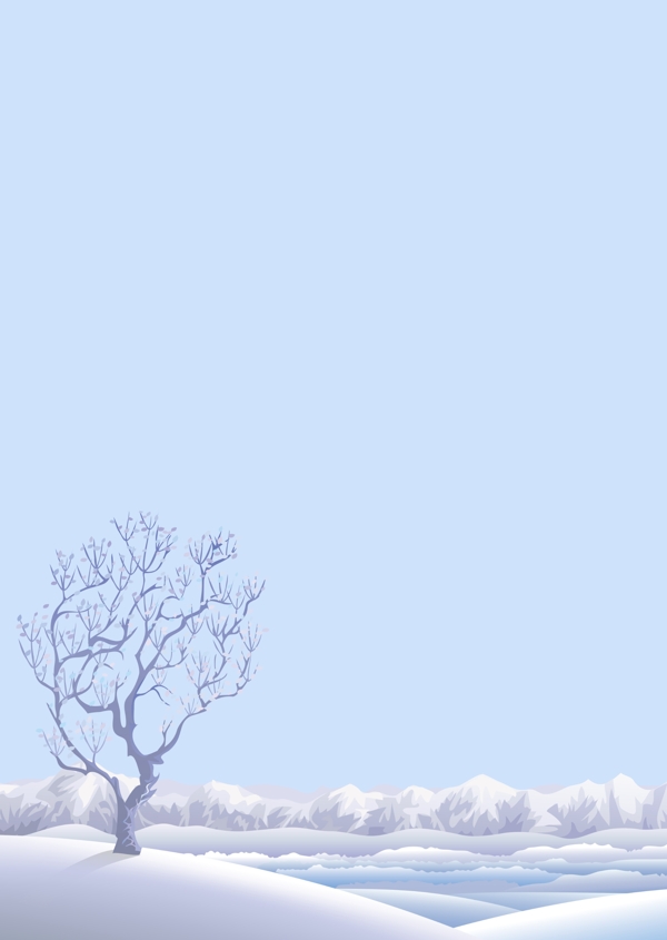立冬简约枯树白色背景素材