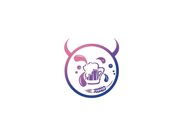 牛角和啤酒结合的logo