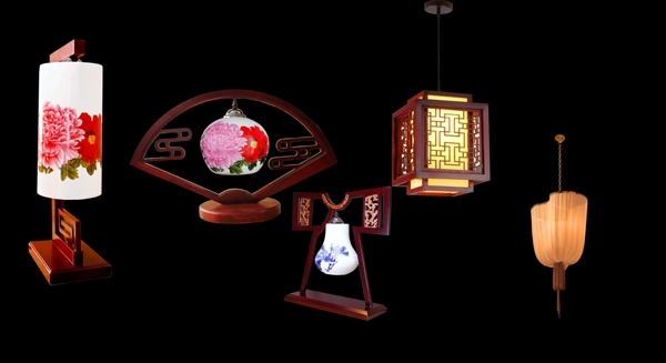 中国风古典灯具灯笼剪影图片