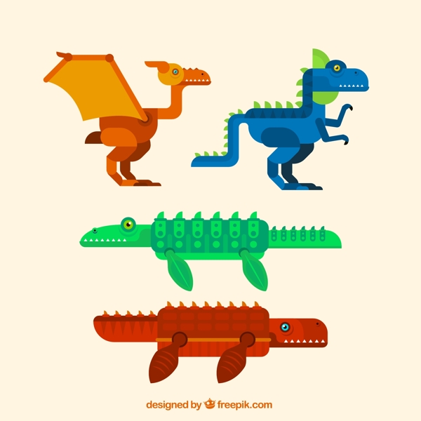 4款抽象恐龙设计矢量