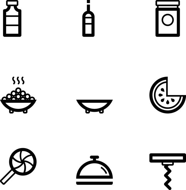 食物烹饪简洁矢量icon