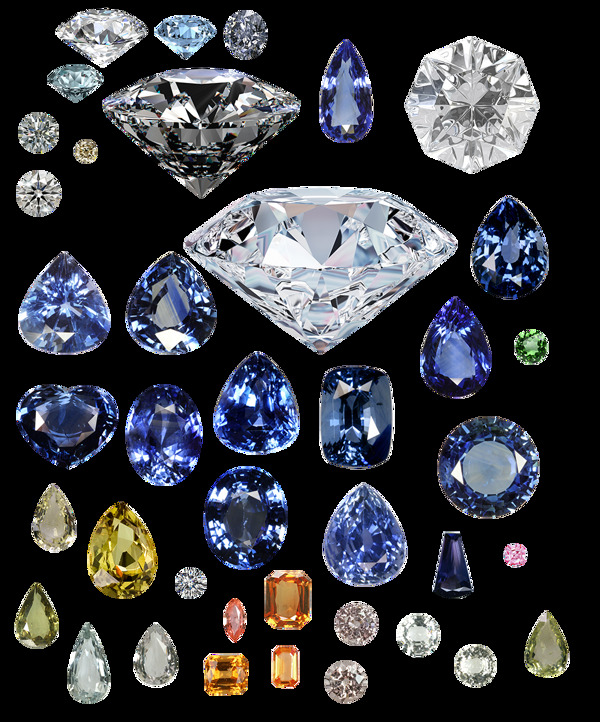 一组蓝色钻石设计素材