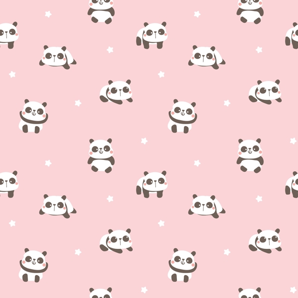 粉色小熊猫平铺图