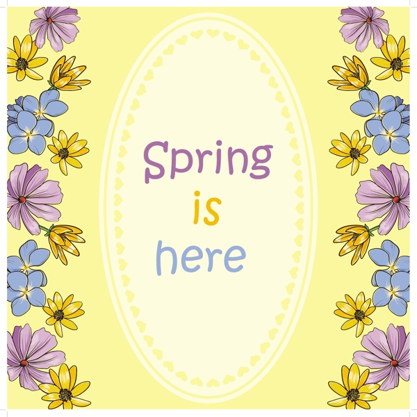 春天主题手绘漂亮花卉边框背景
