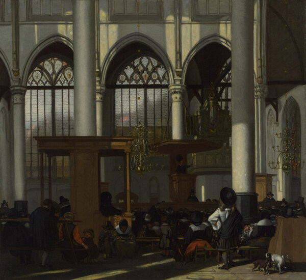 EmanueldeWitteTheInterioroftheOudeKerkAmsterdam1画家古典画古典建筑古典景物装饰画油画