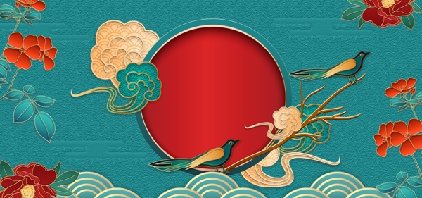 中国风浮雕喜庆海报背景图片