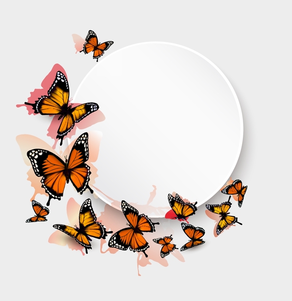 美丽的蝴蝶与情人节矢量素材模板