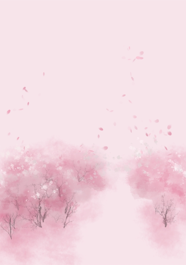 手绘卡通唯美粉色树木背景图
