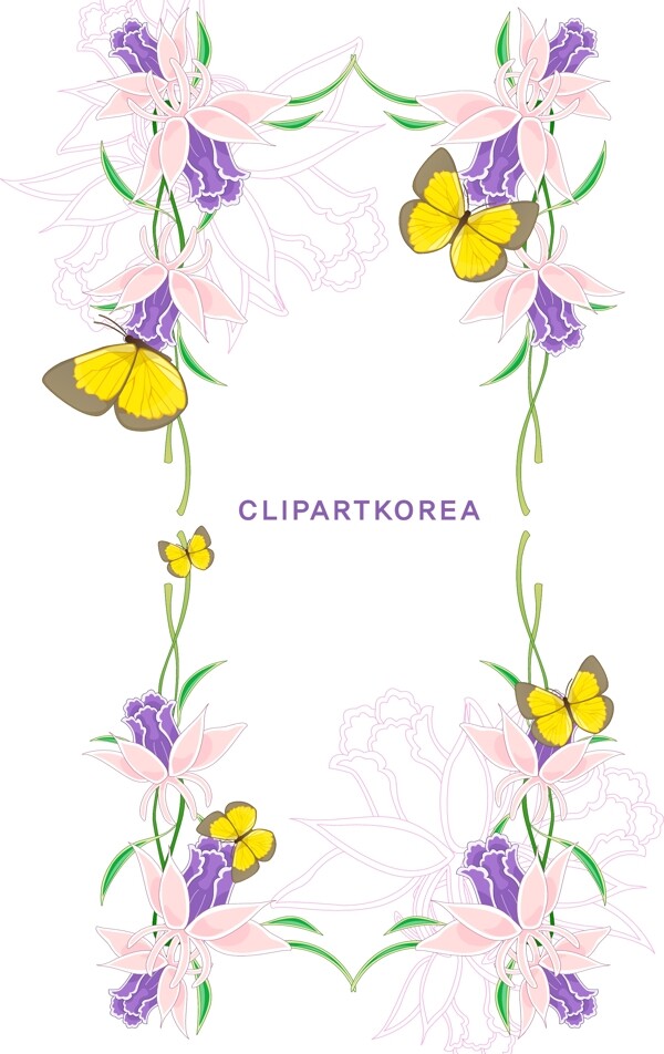 韩国植物花边边框矢量图08