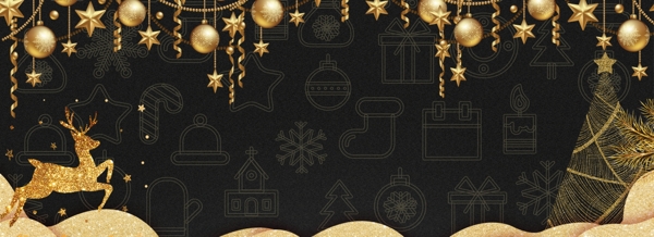 圣诞节大气金色淘宝海报背景