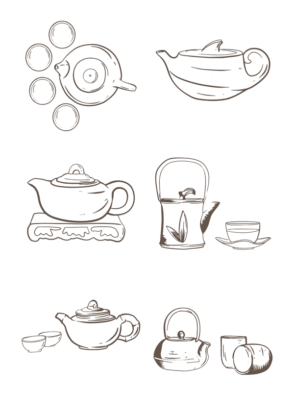 中国风茶壶茶杯茶具