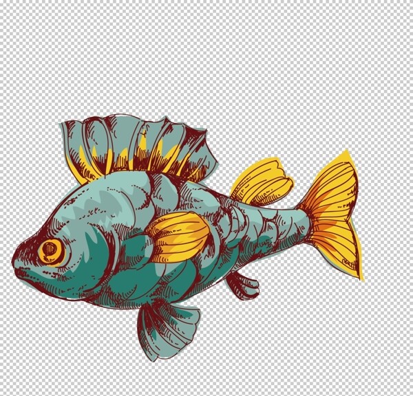 创意精致绘画鱼类